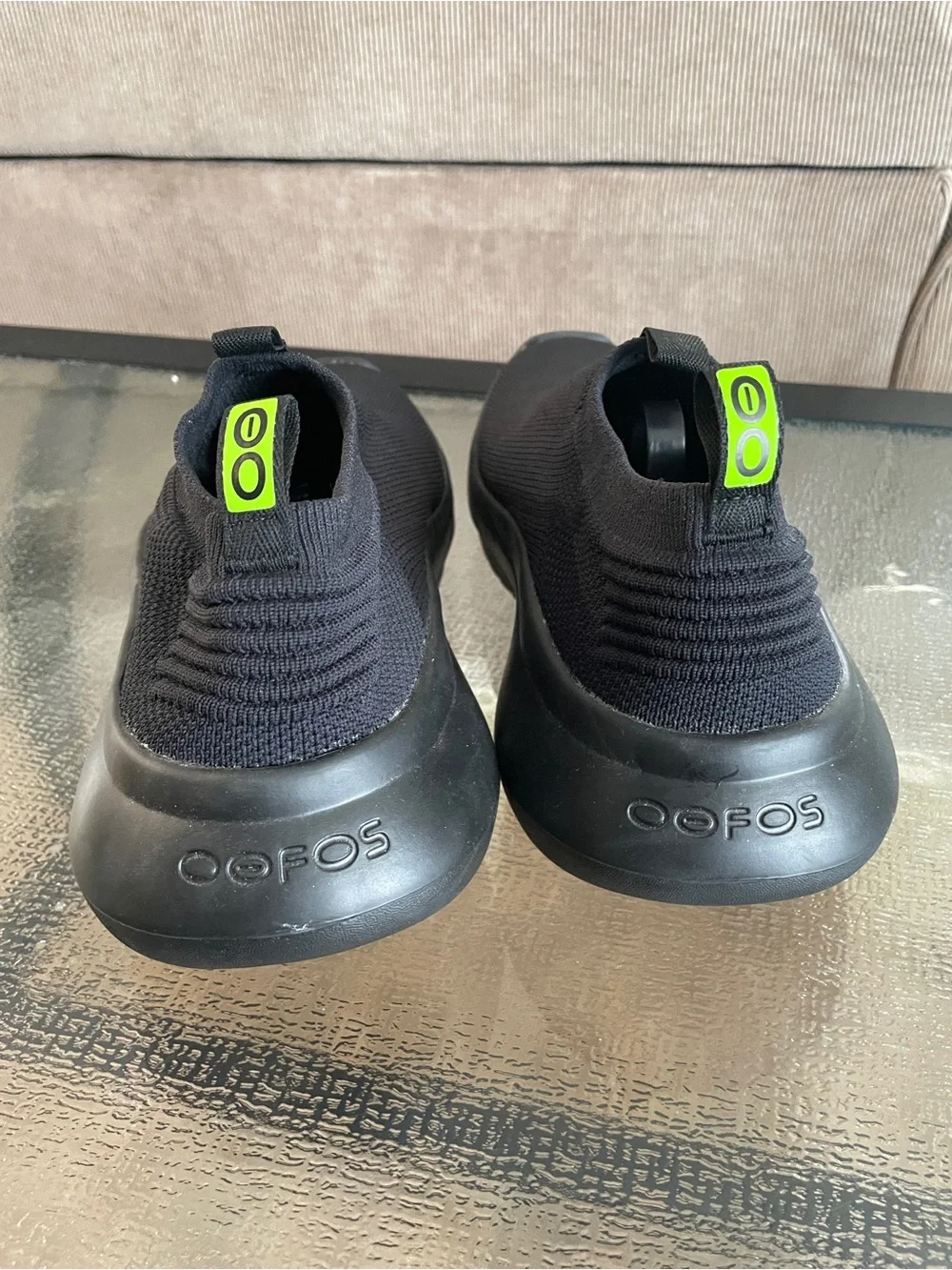 Oofos Men's Oomy Zen Triple Black Platform Slip-On Shoes, Size 11